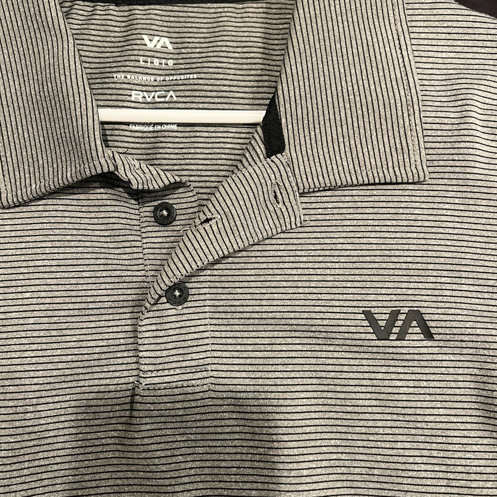 RVCA Men's Gray Striped Polo Shirt